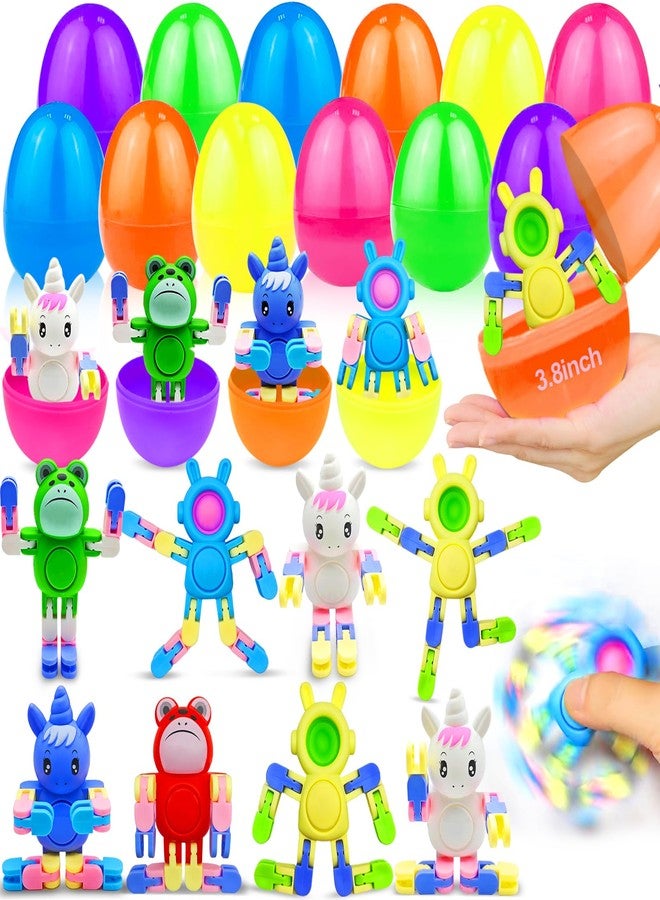 AMENON 12-Pack 3.8'' Jumbo Prefilled Easter Eggs with Transformable Bunny Unicorn & Frog Fidget Spinners Easter Basket Essential Pop Animal Sensory Toys Kids Teens Basket Stuffers Hunt DIY Stress Relief Gift - Image 1
